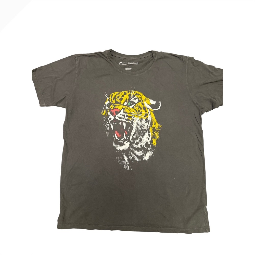 Prince Peter Graphic T-Shirt Mens 2XL Gray Leopard Animal‎ Print